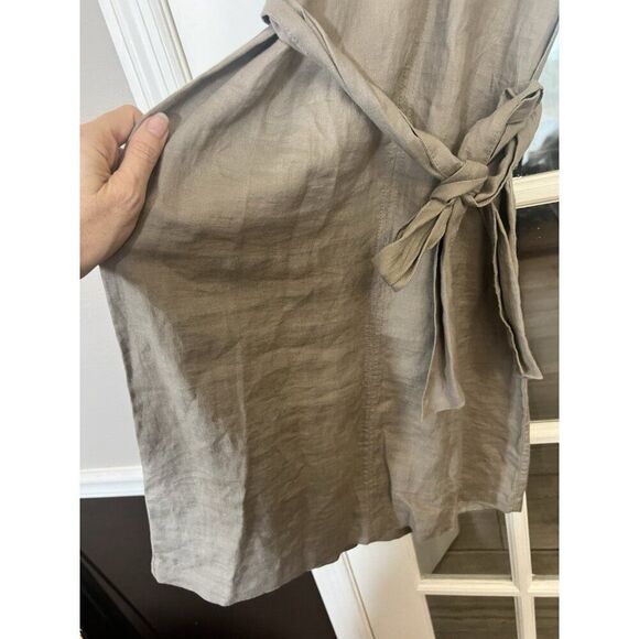 Adrienne Vittadini 100% Linen Sleeveless Knee Dress Size XS Tan Office Quiet Lux - Picture 4 of 6